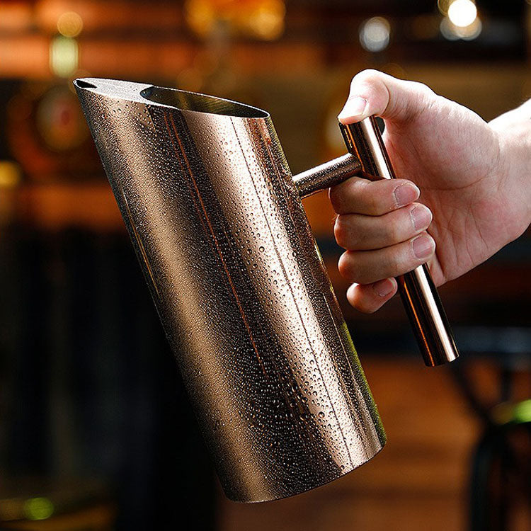 Rose gold stainless steel stand-up cold water jugs with Ice Guard Cold Drinking Pitcher