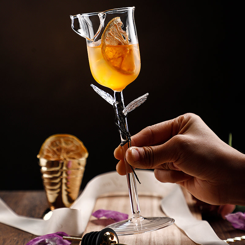 Unique Creative Rose Shaped Goblet Wine Glass,75 ML Cute Rose Flower Design Wine Glass