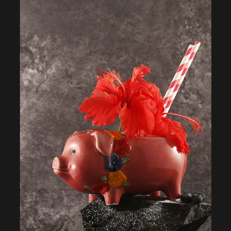 Tiki  Drinkware-Cocktail  Tiki Mugs- Red Pig Shape Ceramic Tiki Cups