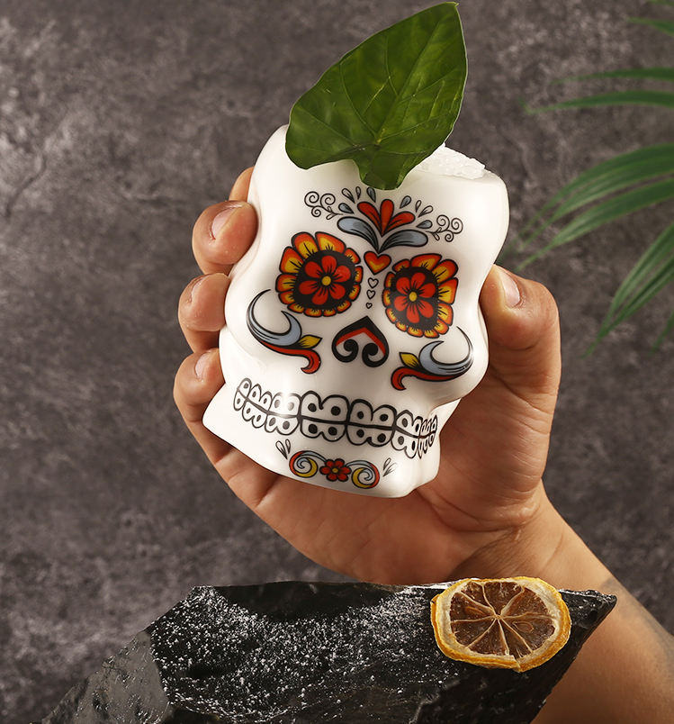 Flower Face Painted Skull Personalized Cocktail Glass Molecular Bartender North American Special Ceramic TIKI Cup