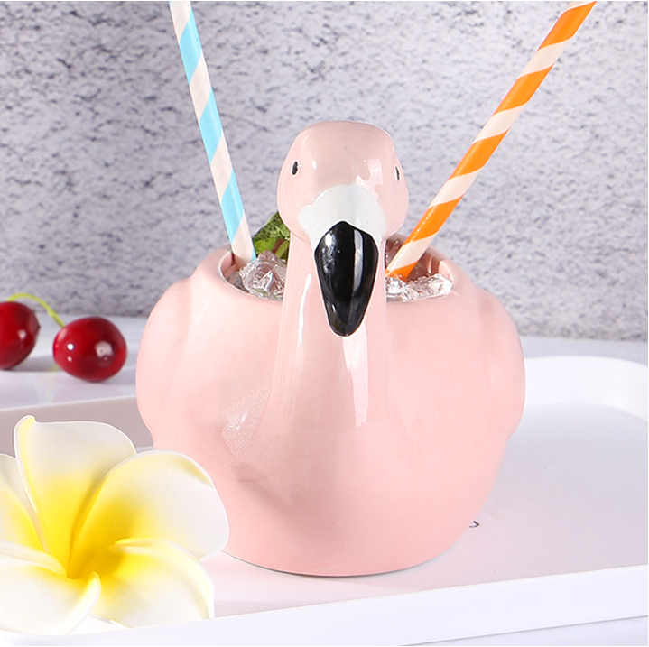 Creative Hawaiian TIKI Ceramic Cup Personality Bar Animal Cocktail Cup TIKI Cup Cute Flamingo Cup