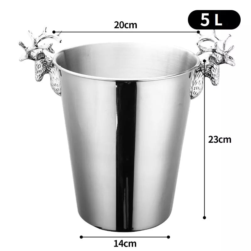 Light and Creative Stainless Steel Deer Head Ice Bucket Red Wine Champagne Barrel Bar KTV Ice Bucket Beer Champagne Bucket