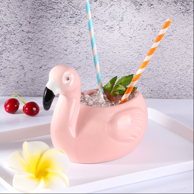 Creative Hawaiian TIKI Ceramic Cup Personality Bar Animal Cocktail Cup TIKI Cup Cute Flamingo Cup
