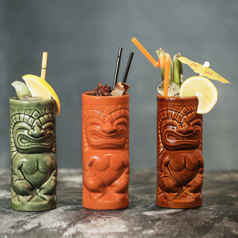 Hawaiian Style Straight Maikai Statue TIKI Ceramic TIKI Cup Personalized Cocktail Cup