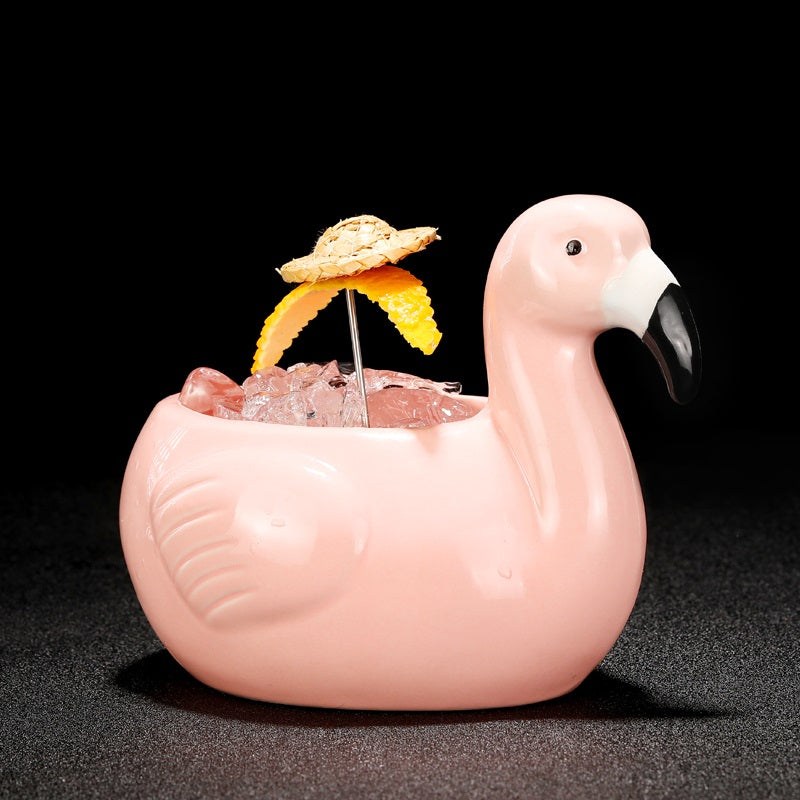 Creative Hawaiian TIKI Ceramic Cup Personality Bar Animal Cocktail Cup TIKI Cup Cute Flamingo Cup