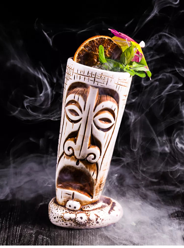 Hawaiian Style Straight Cup Statue Ceramic TIKI Cup Personalized Cocktail Cup