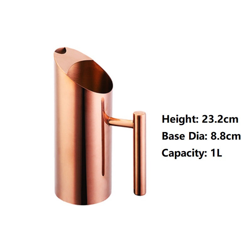 Rose gold stainless steel stand-up cold water jugs with Ice Guard Cold Drinking Pitcher