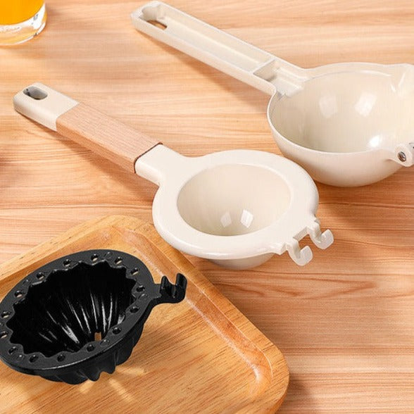 Aluminum Alloy Orange Manual Juicer with Wooden Handle Multi-Function Lemon Extruder Press Easy to Clean