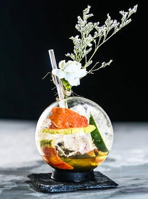 Creative Wine Glasses with Straws,Stylish Spherical Globe Cocktail Glass with Lid
