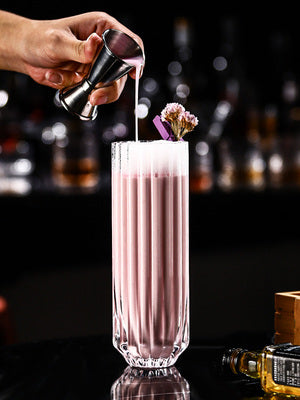 Premium Striped Collins Tumblers,Drinking Glasses with Heavy Base for Water,Juice, Cocktails,Beverages