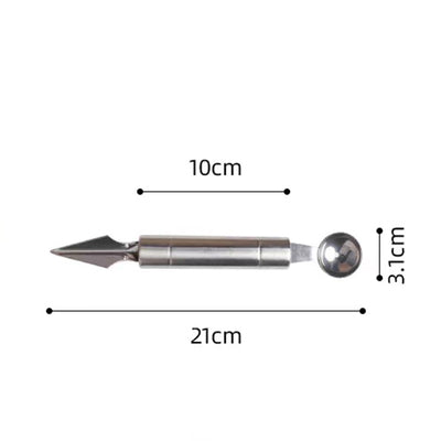 Double-Headed Stainless Steel Ball Digger Pattern Segmentation Carving Knife Watermelon Spoon Cutting Fruit Carving Artifact Digging Fruit Round Spoon