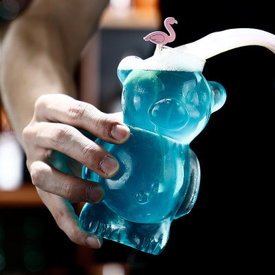 Creative Cocktail Glass 320ML Clear Little Bear Cup Drinking Manhattans, Martini and Wine