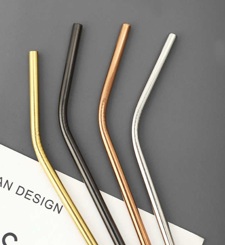 Stainless Steel Environmental Protection Iron Straw Mason Cup Cocktail Juice Drink Bend Metal Elbow Creative Long Drinking Tube