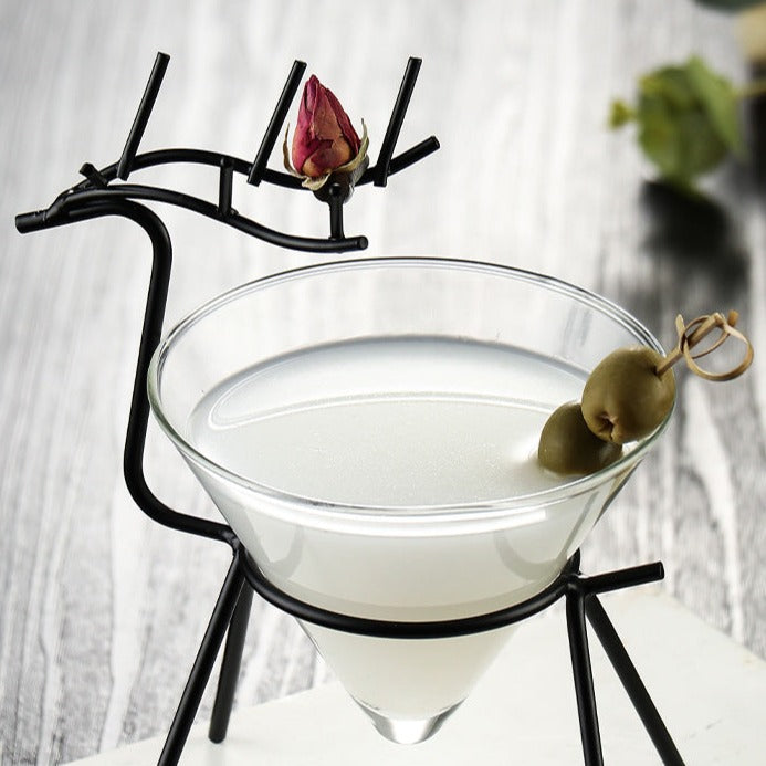 Fawn Wrought Iron Simple Creative Martini Glass,Modern Stemless Cocktail Glass
