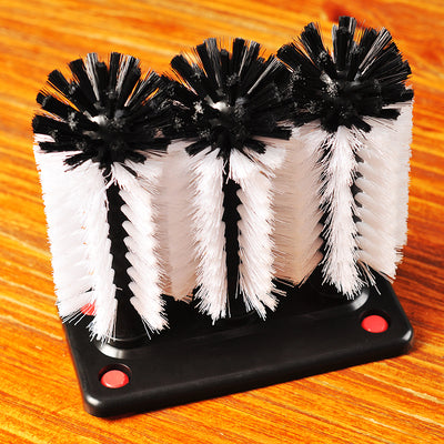 Bar Sink Suction Cup Type Three-Head Cup Washing Brush Glass Cup Cleaning Cup Brush Soft Brush
