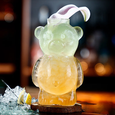 Creative Cocktail Glass 320ML Clear Little Bear Cup Drinking Manhattans, Martini and Wine