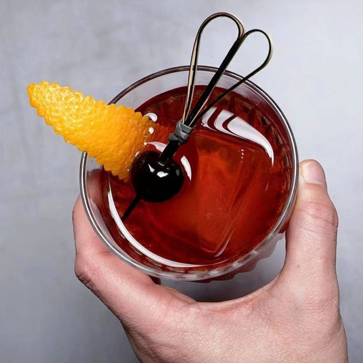 Natural Pure Bamboo Wood Creative Heart-Shaped Cocktail Decoration Stick Bent Martini Olive Fruit Bamboo Stick