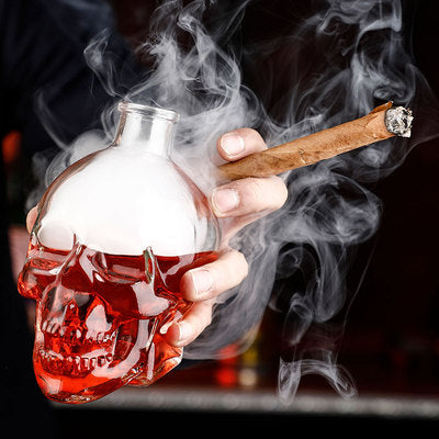 760ML Glass Skull Decanter,Creative Crystal Clear Skull Whiskey Cocktail Glass