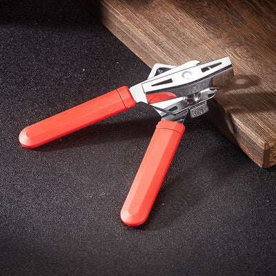 Red Multifunction Can Bottle Opener Manual Can Tin Opener with Smooth Edge Stainless Steel Can Opener