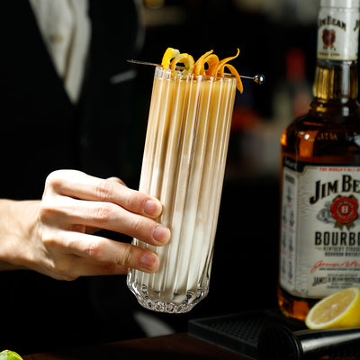 Premium Striped Collins Tumblers,Drinking Glasses with Heavy Base for Water,Juice, Cocktails,Beverages