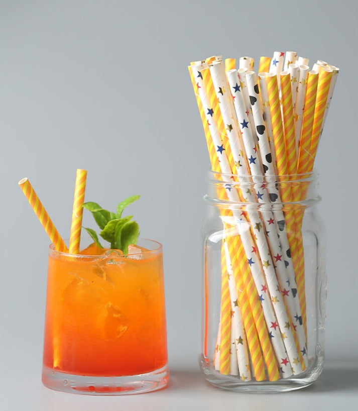 Beach Cocktail Straws Paper Straws Disposable Color Art Straws Environmentally Friendly Paper Straws