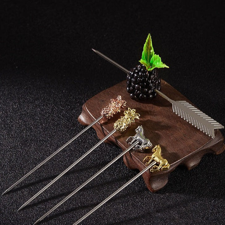 Gilt Martini Needle Olive Pick Decorated Gold Wine Needle Wine Pick Fruit Pick