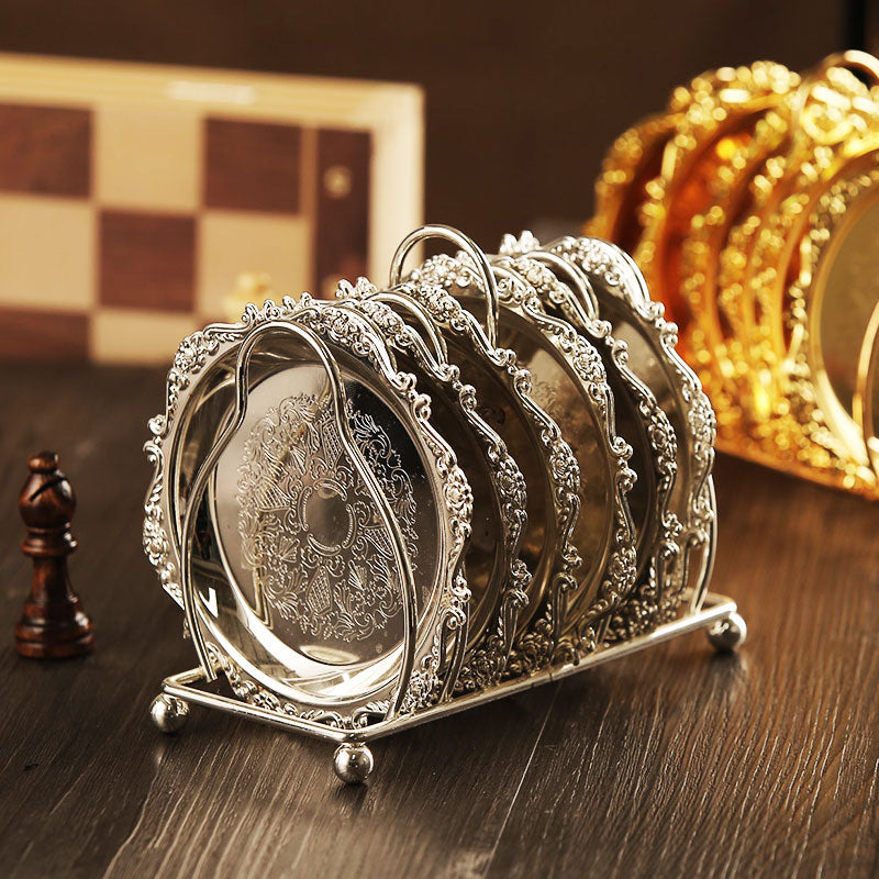 Wholesale Round Coaster Art Metal Coaster Home Retro Luxury Fruit Coaster
