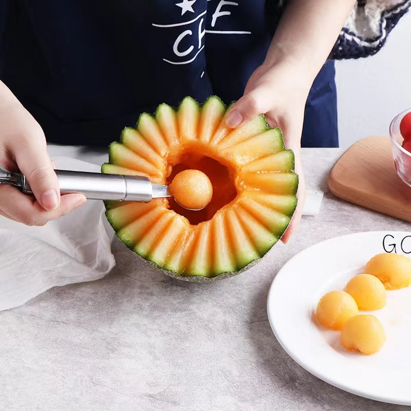Stainless Steel Ball Digger Cutting Fruit Carving Artifact Digging Fruit Double-Headed Round Spoon