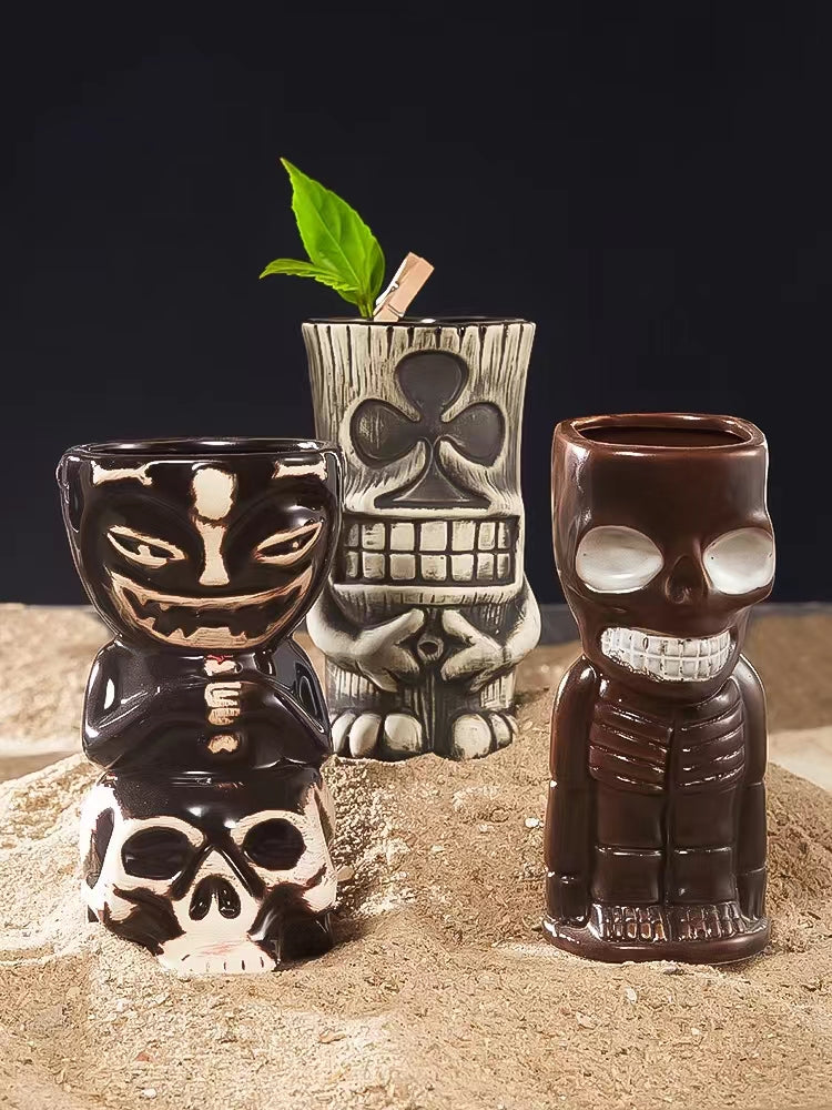 Skull Cup Skull Doll Hawaiian Cocktail Cup Ceramic Cup Totem Cup Bar Tiki Cup