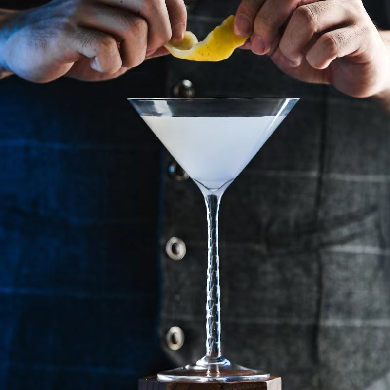 250ML Elegant Crystal Clear Spiral Goblet Glass Martini Wine Glass Cup for Margarita,Martini,Whiskey