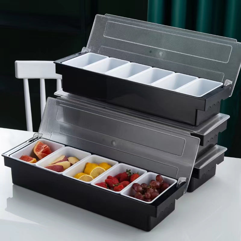 Fruit Storage Box Preservation Box Seasoning Box Bar Bar Compartment with Lid Cocktail Seasoning Box Fruit Box
