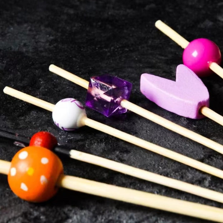 Flower Stick Cocktail Decoration Wine Stick Disposable Fruit Stick KTV Fruit Stick Creative Bamboo Stick