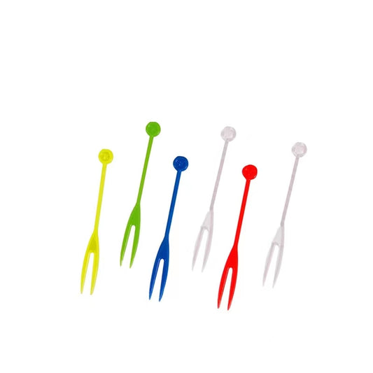 Disposable Fruit Fork Plastic Fruit Fork Color Independent Small Fork Bamboo Stick Commercial Household