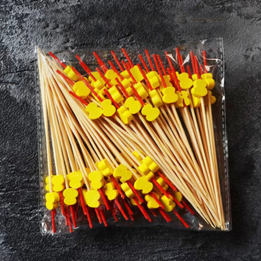 Flower Stick Cocktail Decoration Wine Stick Disposable Fruit Stick KTV Fruit Stick Creative Bamboo Stick