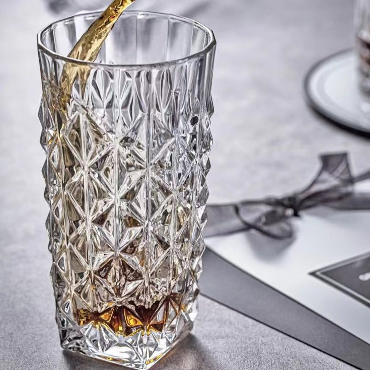 330ML-Retro Embossed Cocktail Glass Glass Long Drink Glass Collin Glass Juice Glass Mystery Glass