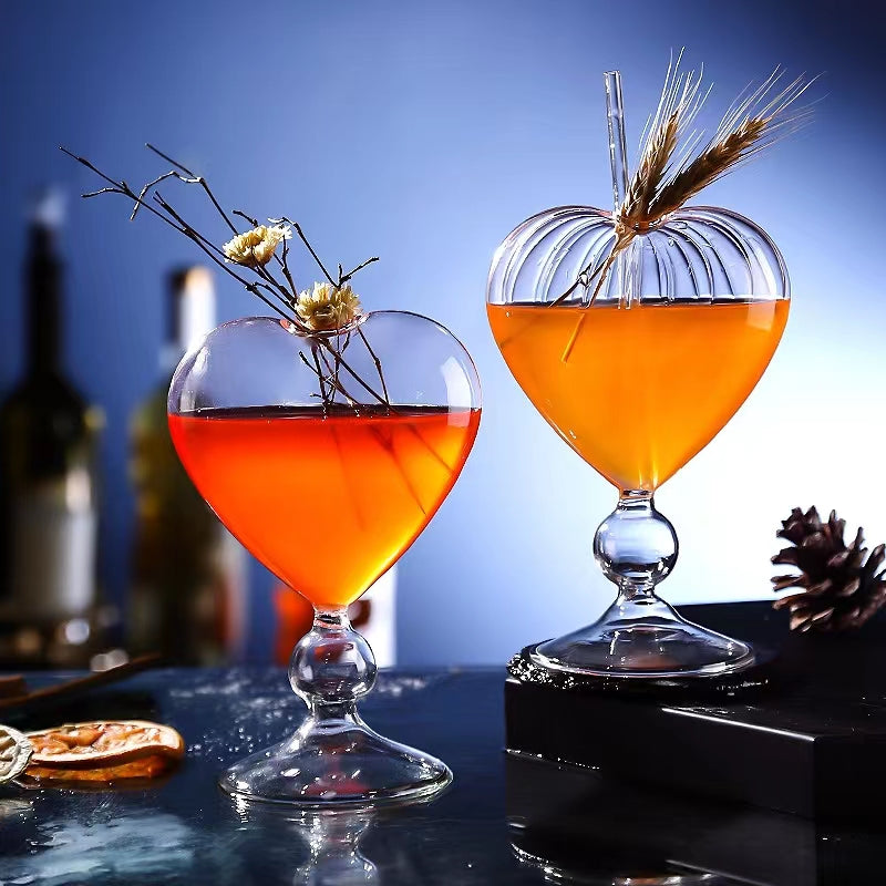 Crystal Cocktail Cups Heart Shaped Glass Shrimp Cocktail Goblet Glass Wine Goblet Wine Flutes Drinking Cup For Bar Wedding
