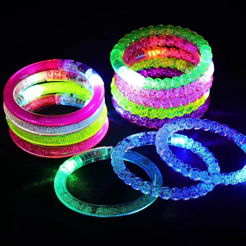 Bar Dance Concert Fluorescent Colorful Flash Led Luminous Acrylic Bubble Fluorescent Bracelet Bracelet