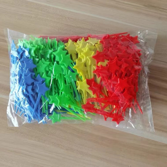 Colorful Star Fruit Sign Fruit Sign Fruit Flower Arrangement Sign Cocktail Decoration Disposable Plastic Sign