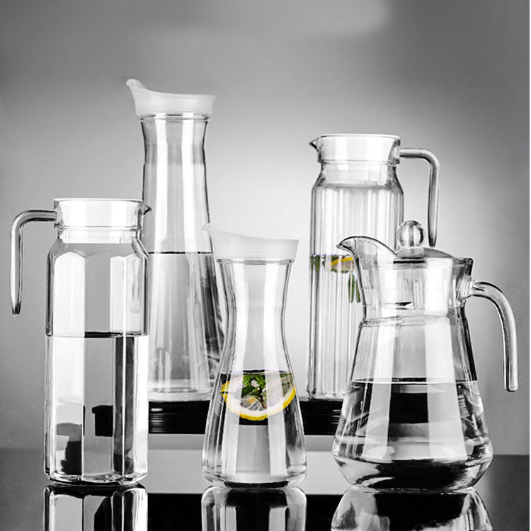 Glass Pitcher With Lid, Hot and Cold Water Pitcher With Handle