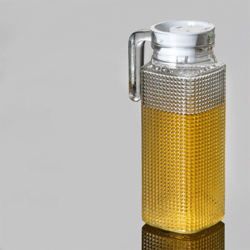 Heat-resistant Water Pitcher with Lid,Glass Milk Jugs with Caps