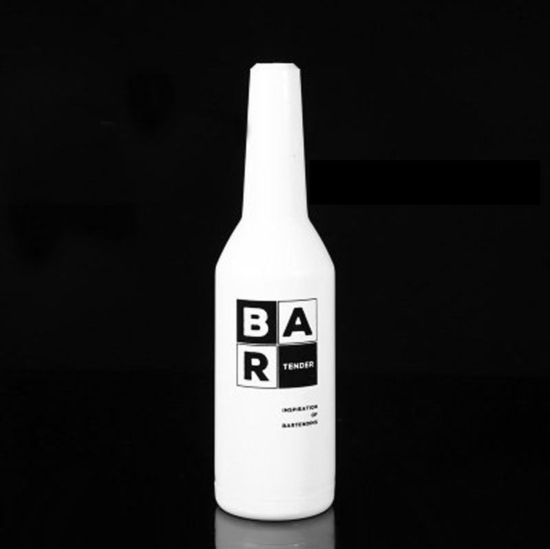 White Color Fancy Mixing Practice Bottle, Bartender Plastic Mixing Bar Bottle