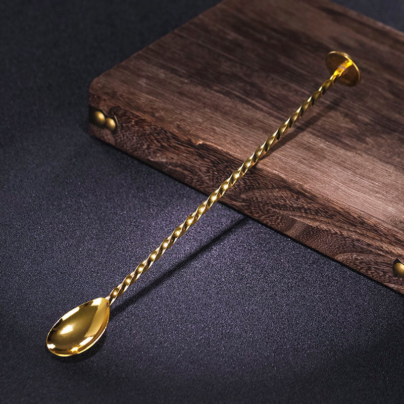 Stianless steel Bar spoon with disc for mixing, stirring, layering